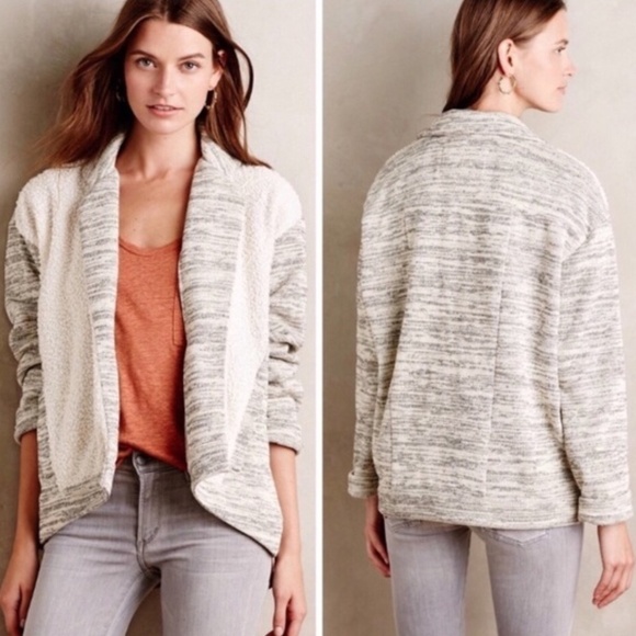 Anthro Saturday Sunday Faux Sherpa Open Front Jacket XS - Picture 1 of 9